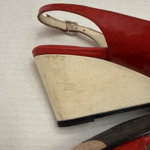 Taryn Rose Red Patent Leather Slingback Wedges Size 40 US 10 Comfort - Picture 7 of 10